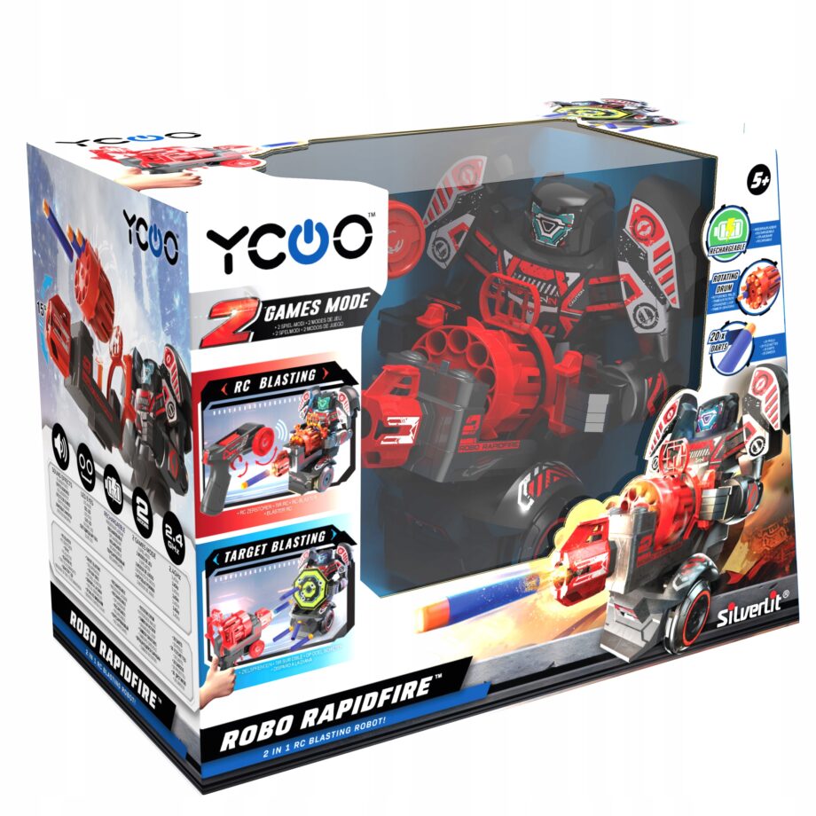SILVERLIT ROBO RAPIDFIRE STRZELANIE Z PILOTA MIOTACZ POCISKÓW DŹWIĘK 5+