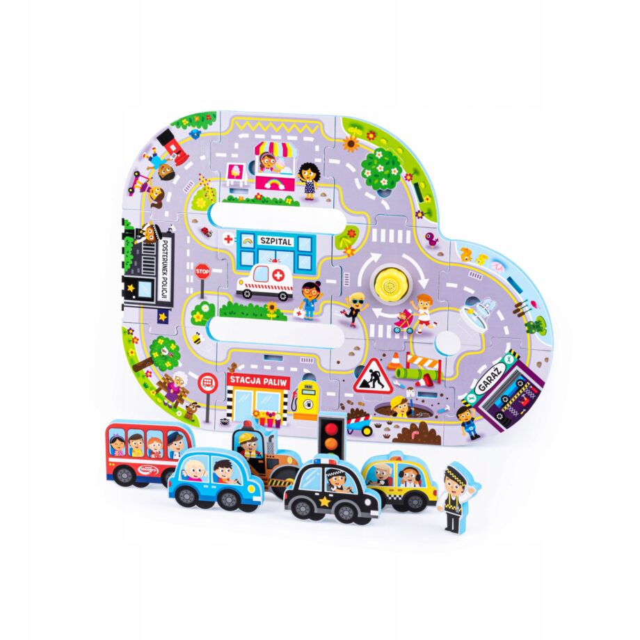 DUMEL PUZZLE DZWIĘKI WOKÓŁ NAS MIASTO ODGŁOSY MELODIE 3 OBRAZKI 3+