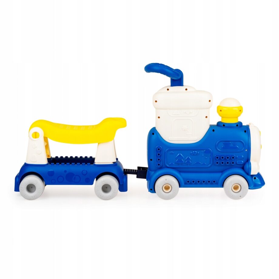 DUMEL JEŹDZIK POCIĄG Z WAGONIKIEM 4W1 4 SPOSOBY ZABAWY 12M+ NIEBIESKI