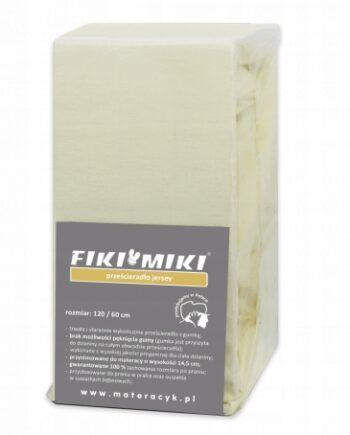 Fiki Miki Prześcieradło jersey bawełna 120x60 krem