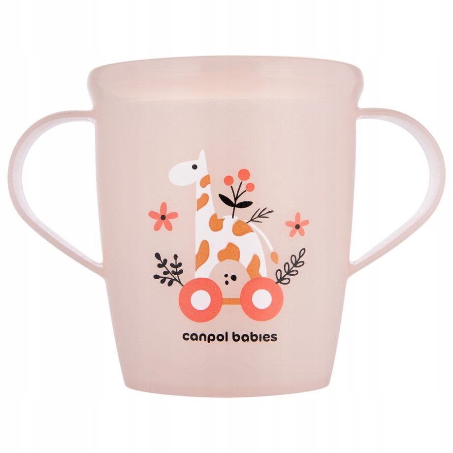 CANPOL KUBEK OTWARTY Z UCHWYTAMI PLASTIKOWY 250ML TOYS KORALOWY