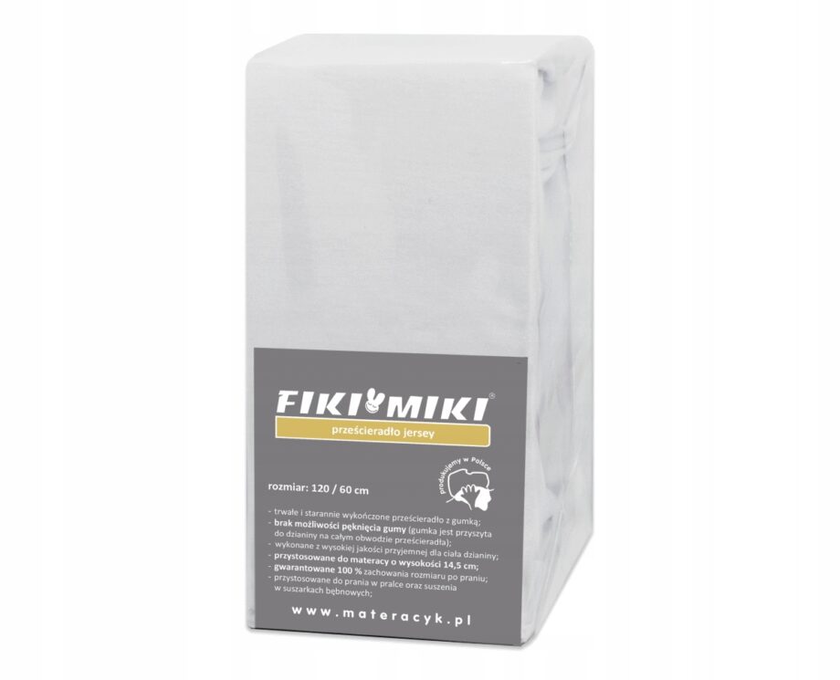 Fiki Miki Prześcieradło jersey bawełna 120x60 biel