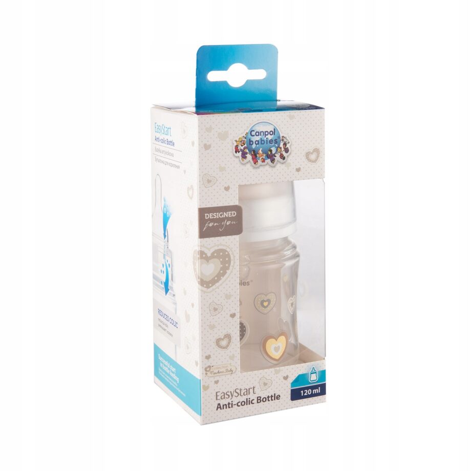 CANPOL Butelka szeroka antyk. 120ml NEWBORN beżowa