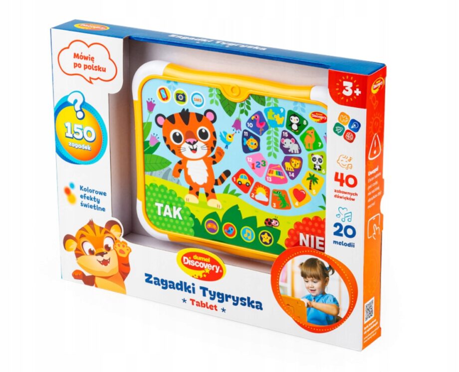 DUMEL TABLET ZAGADKI TYGRYSKA GRA DŹWIĘKI MELODIE 3+