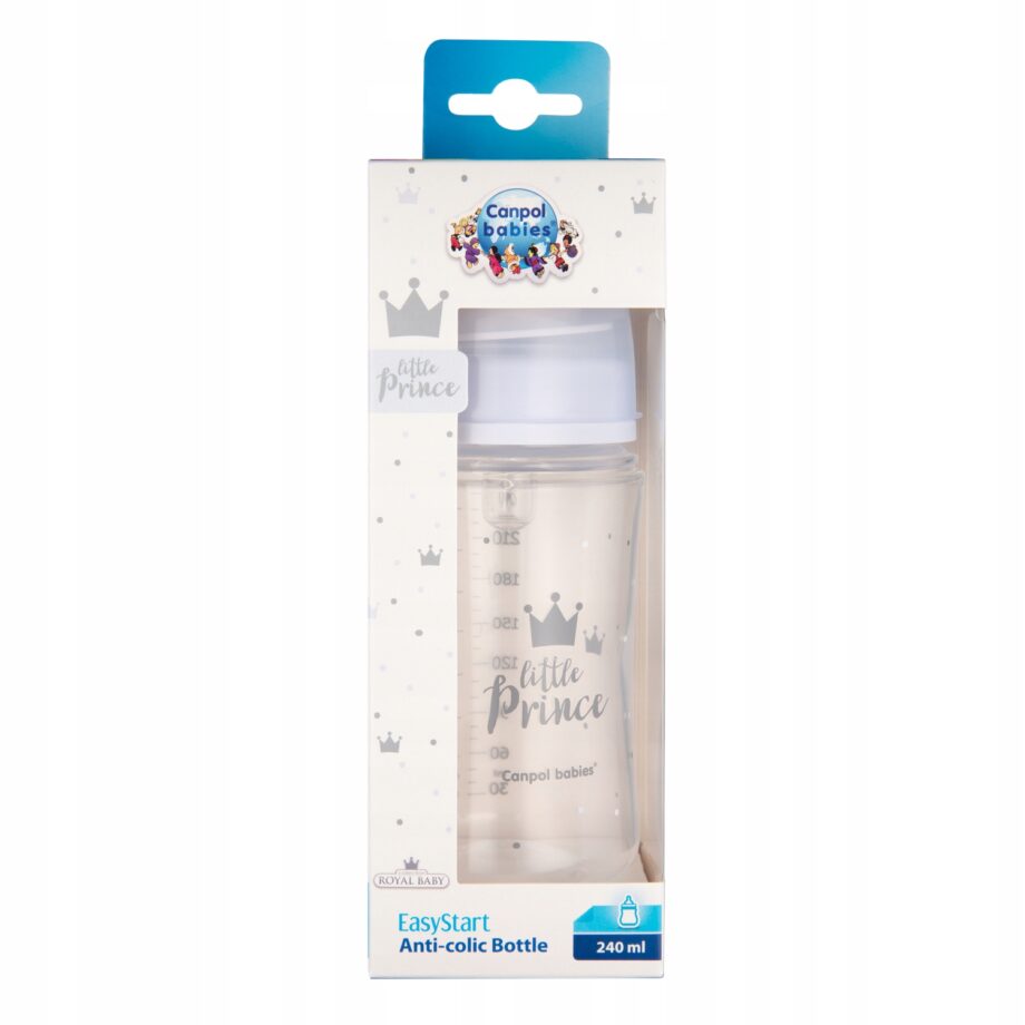 CANPOL Butelka szeroka antyk.240ml ROYAL niebieska