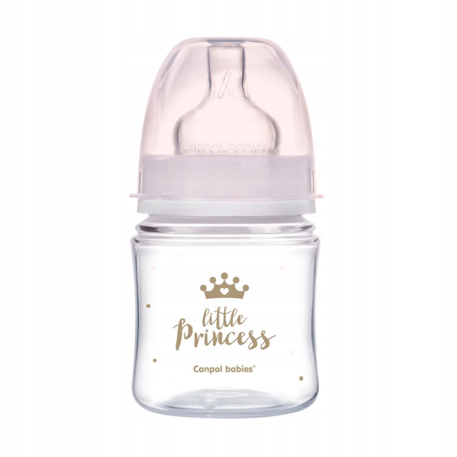 CANPOL Butelka szeroka antyk.120ml ROYAL różowa