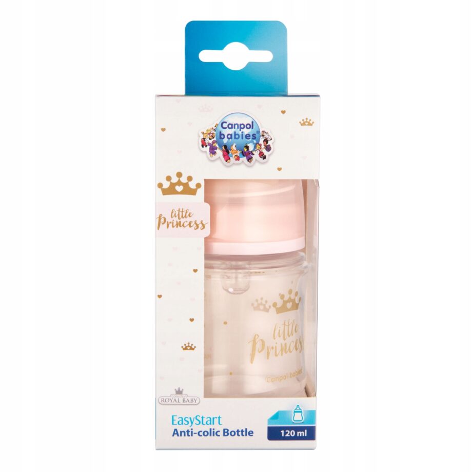 CANPOL Butelka szeroka antyk.120ml ROYAL różowa
