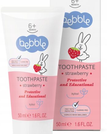 BEBBLE PASTA DO ZĘBÓW TRUSKAWKOWA 6M+ DLA DZIECI BEZ FLUORKU I MIĘTY 50ML