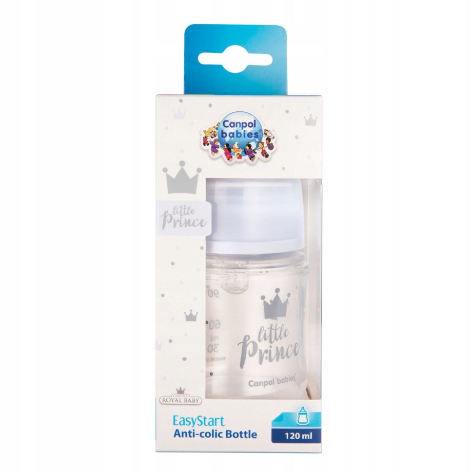 CANPOL Butelka szeroka antyk.120ml ROYAL niebieska