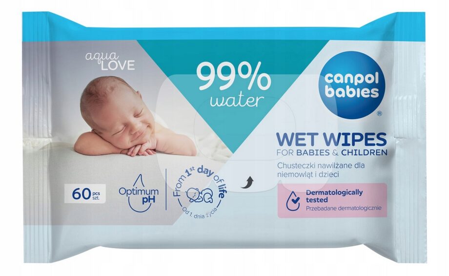 CANPOL CHUSTECZKI NAWILŻANE DLA NIEMOWLĄT I DZIECI 99% WODY 60 SZTUK