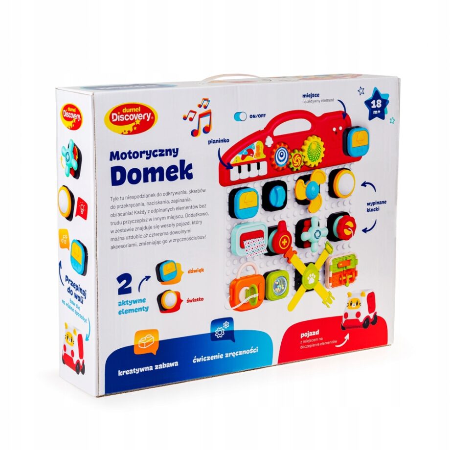 DUMEL DOMEK MOTORYCZNY A AKTYWNE ELEMENTY DŹWIĘK LAMPKA 18M+