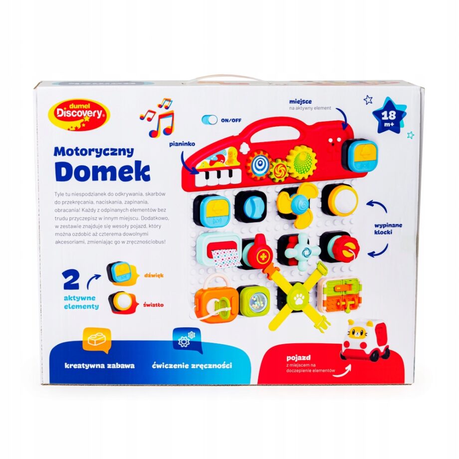 DUMEL DOMEK MOTORYCZNY A AKTYWNE ELEMENTY DŹWIĘK LAMPKA 18M+