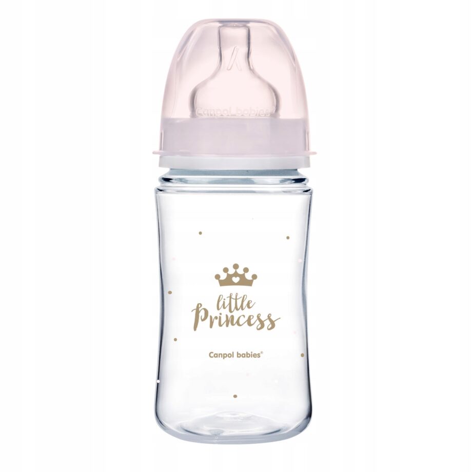 CANPOL Butelka szeroka antyk. 240ml ROYAL różowa