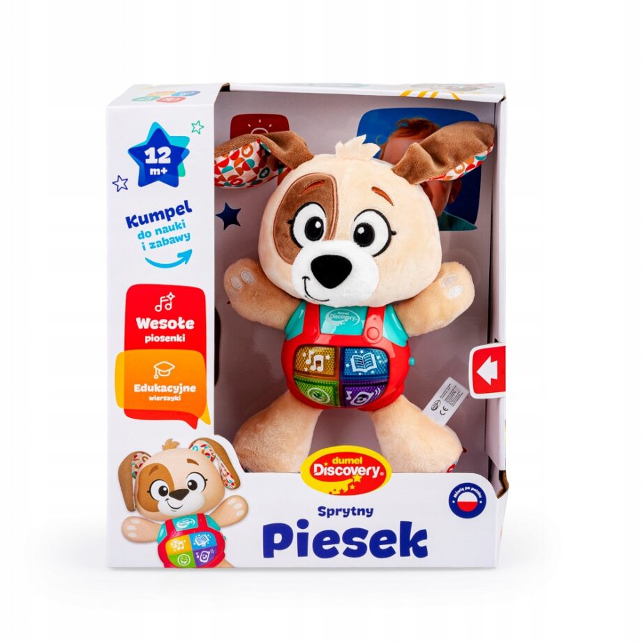 DUMEL SPRYTNY PIESEK MÓWI PO POLSKU 4 AKTYWNE PRZYCISKI NA BRZUSZKU 12M+