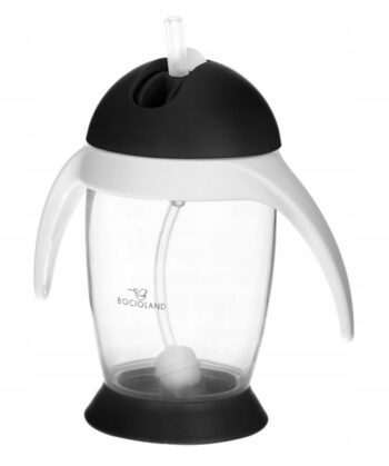 BOCIOLAND KUBEK Z ODWAŻNIKIEM PINGWIN Z UCHWYTAMI 300ML CZARNY