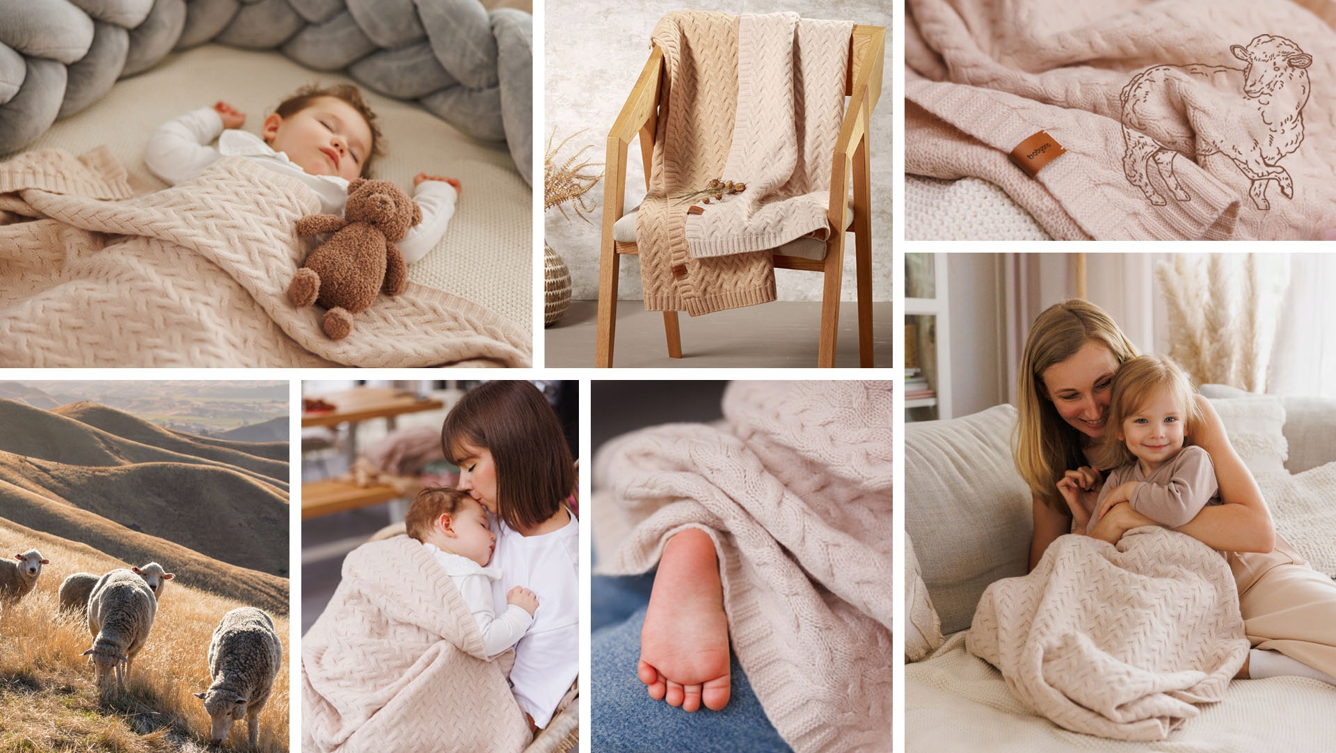 BABYONO KOCYK KOC Z 100% WEŁNY MERINO CIEMNY BEŻ 75X100CM