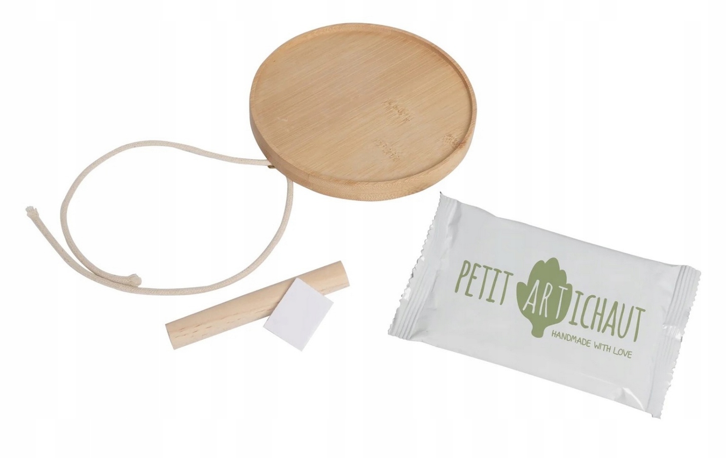 PETIT ARTICHAUT DREWNIANY MEDALION PAMIĄTKOWY NA ODCISK RĄCZKI NÓŻKI