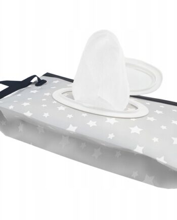 BOCIOLAND ETUI NA CHUSTECZKI NAWILŻANE SZCZELNE ZAMKNIĘCIE SZARE GWIAZDKI