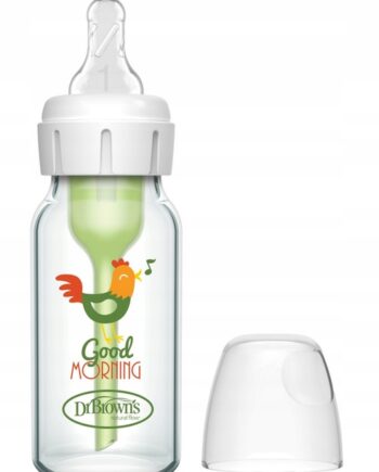 DR BROWN'S BUTELKA OPTIONS+ 120ml ANTYKOLKOWA WĄSKA SZKLANA DEKOR KOGUT