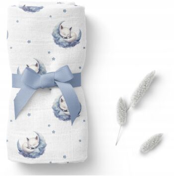 BOCIOLAND PIELUSZKA BAMBUSOWA OTULACZ KOCYK 110X110 CM ŚPIĄCE LISKI