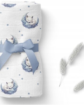 BOCIOLAND PIELUSZKA BAMBUSOWA OTULACZ KOCYK 110X110 CM ŚPIĄCE LISKI