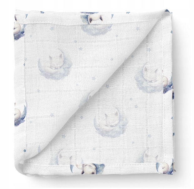 BOCIOLAND PIELUSZKA BAMBUSOWA OTULACZ KOCYK 110X110 CM ŚPIĄCE LISKI