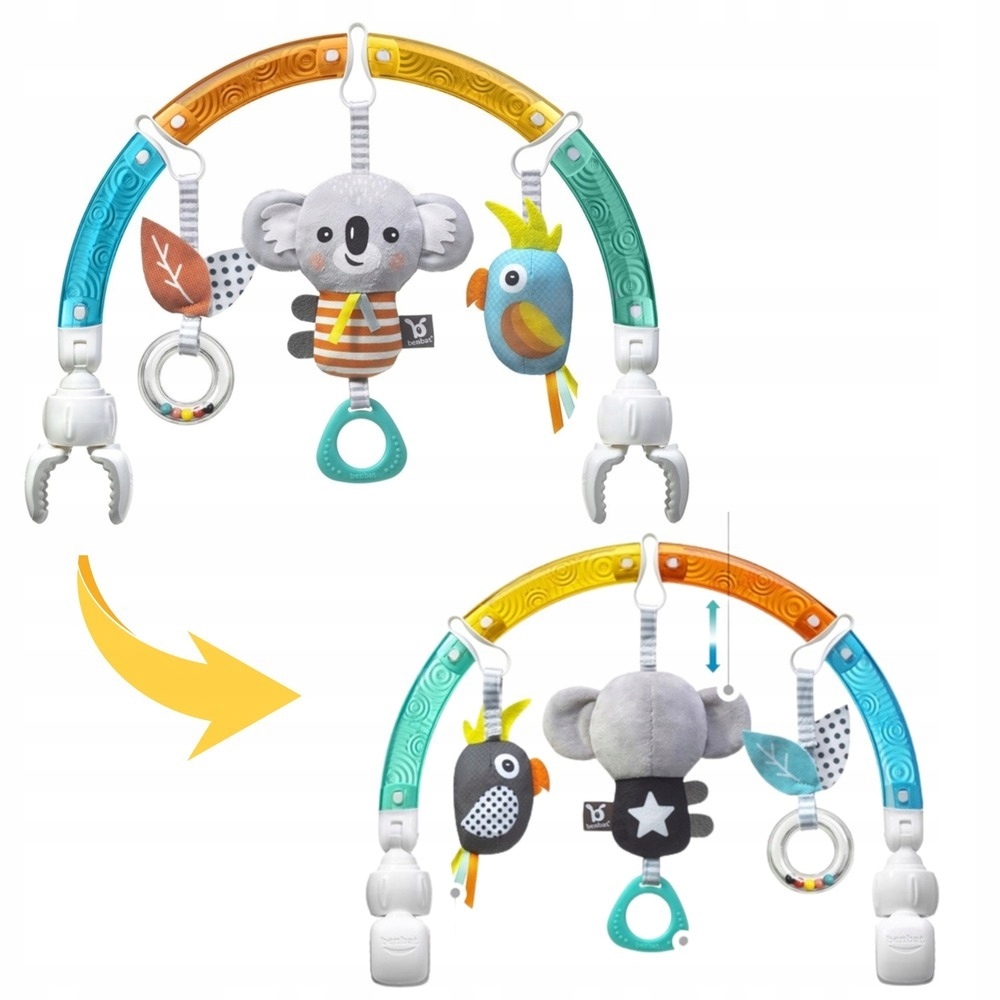 BENBAT ŁUK SENSORYCZNY Z ZABAWKAMI DO WÓZKA FOTELIKA KOALA ŚWIATŁA