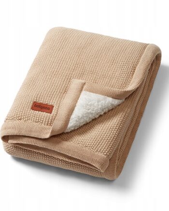 BABYONO KOCYK KOC BAWEŁNIANY Z OCIEPLENIEM MIĘKKI GRUBY 75X100CM BEŻOWY