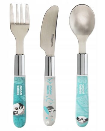 CANPOL SZTUĆCE ZESTAW ZE STALI NIERDZEWNEJ BEZPIECZNE EXOTIC METALOWE NIEB.