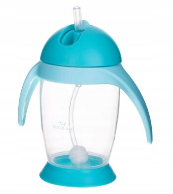 BOCIOLAND KUBEK Z ODWAŻNIKIEM PINGWIN Z UCHWYTAMI 300ML NIEBIESKI