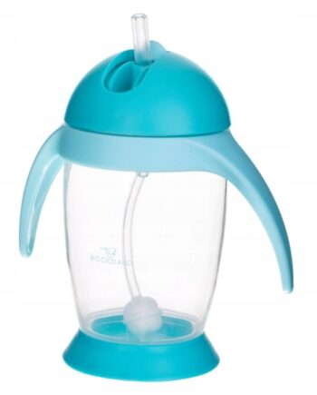 BOCIOLAND KUBEK Z ODWAŻNIKIEM PINGWIN Z UCHWYTAMI 300ML NIEBIESKI