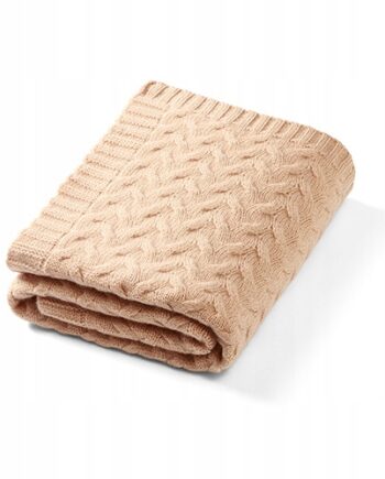 BABYONO KOCYK KOC Z 100% WEŁNY MERINO CIEMNY BEŻ 75X100CM