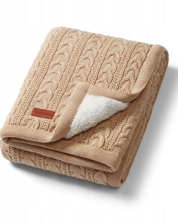 BABYONO KOCYK KOC BAWEŁNIANY Z OCIEPLENIEM MIĘKKI GRUBY 75X100CM BEŻ 1657