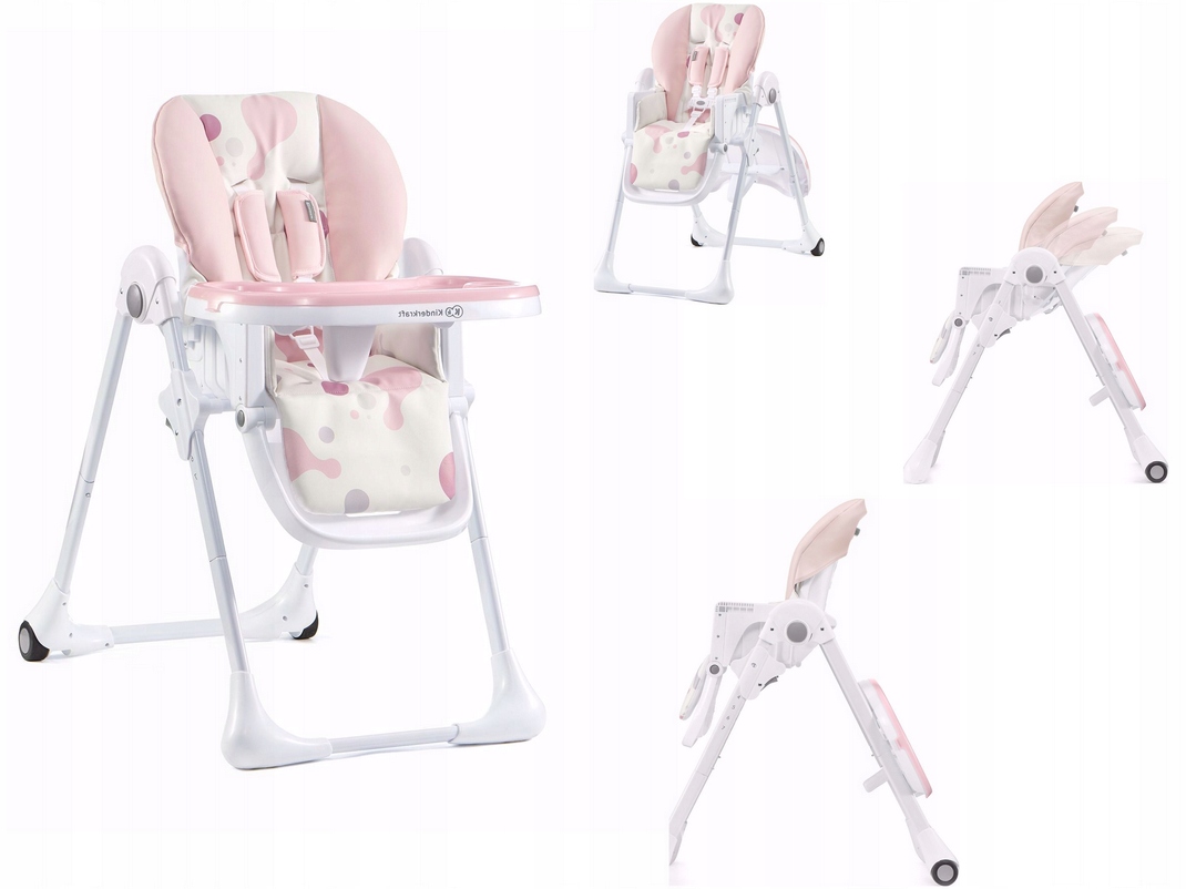 KINDERKRAFT KRZESEŁKO DO KARMIENIA DLA DZIECI YUMMY RÓŻOWE SKŁADANE