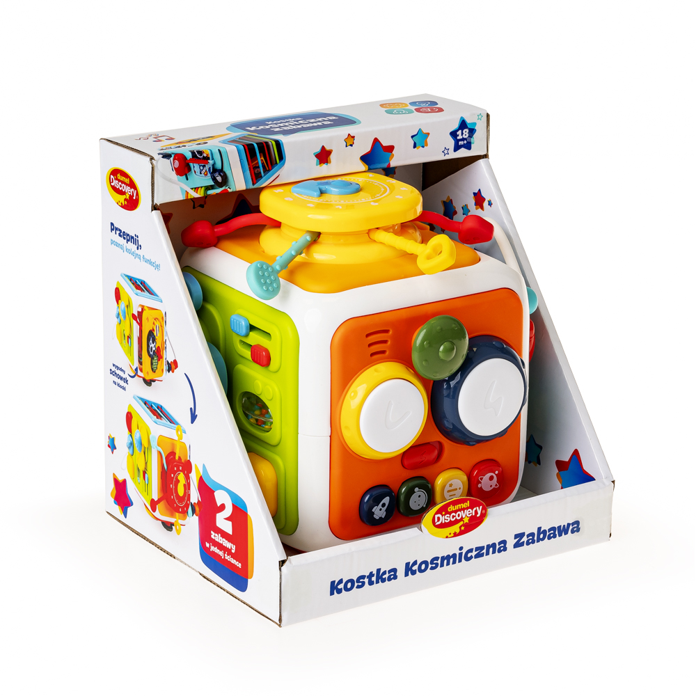 DUMEL KOSTKA SENSORYCZNA MOTORYCZNA KOSMICZNA ZABAWA DŹWIĘKI MELODIE 18M+