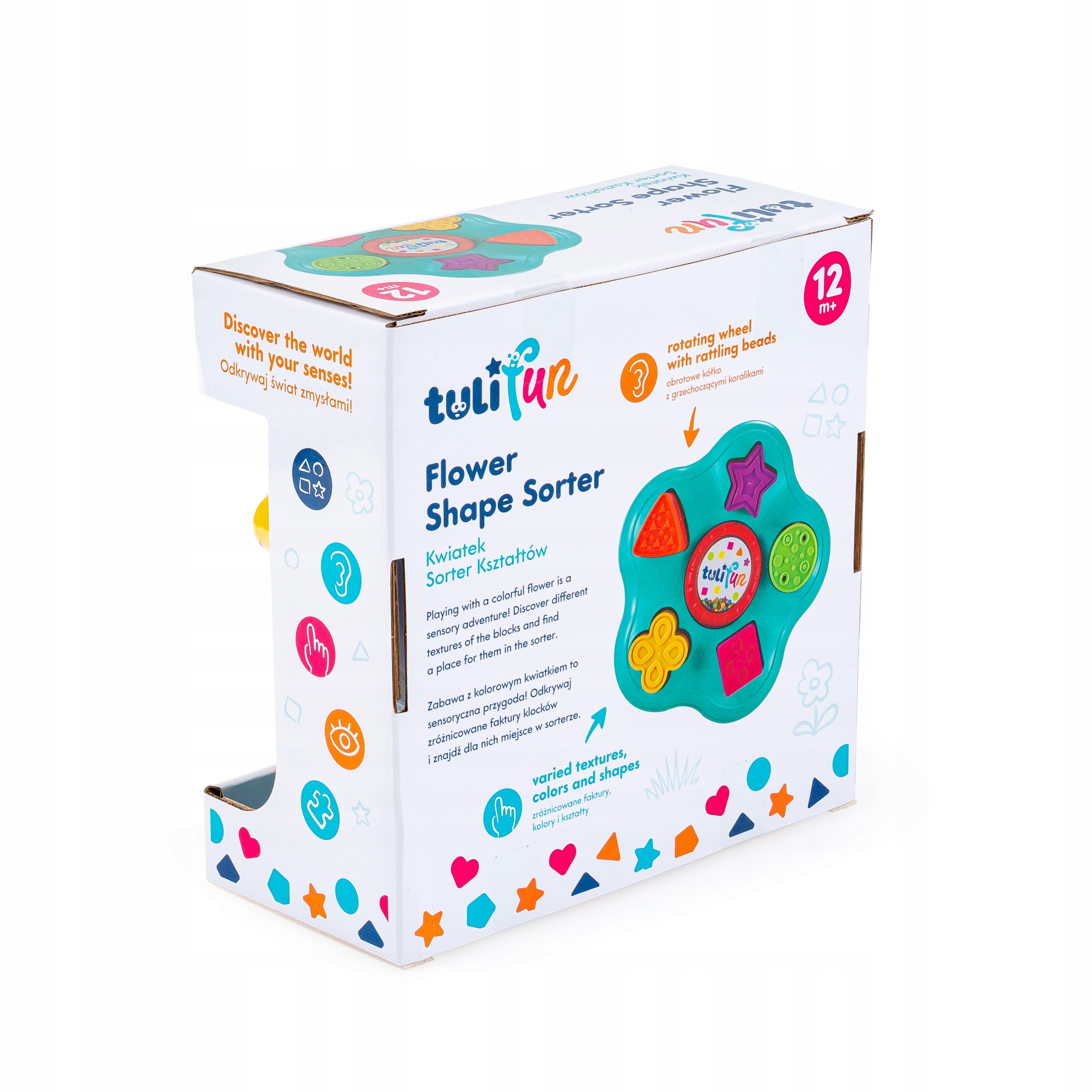 TULIFUN KWIATEK SORTER KSZTAŁTÓW 5 KLOCKÓW 12M+