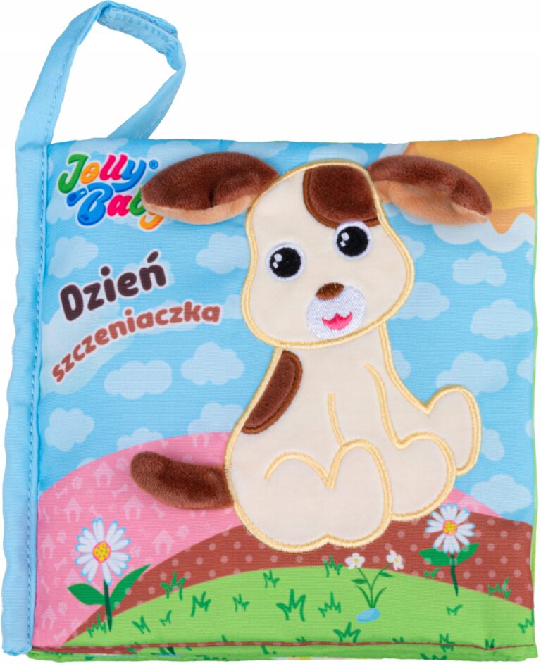JOLLY BABY KSIĄŻKA KSIĄŻECZKA SENSORYCZNA DZIEŃ SZCZENIACZKA 8 STRON