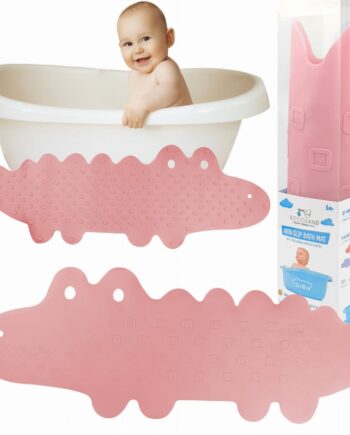 BOCIOLAND MATA ANTYPOŚLIZGOWA KROKODYL DO KĄPIELI SILIKON RÓŻ 33 × 90 cm