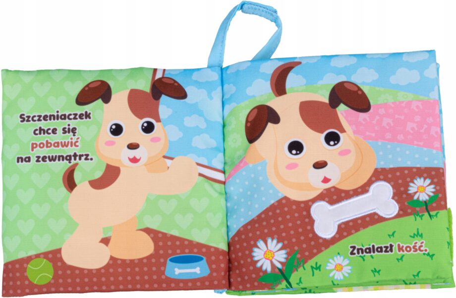 JOLLY BABY KSIĄŻKA KSIĄŻECZKA SENSORYCZNA DZIEŃ SZCZENIACZKA 8 STRON