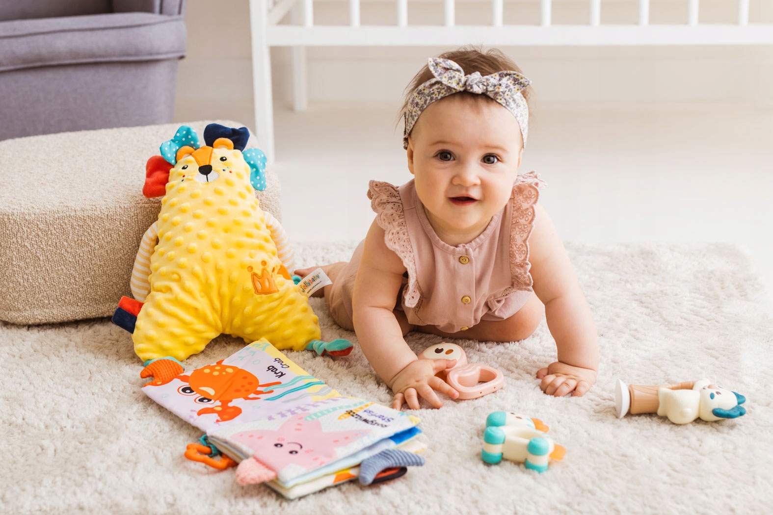 JOLLY BABY ZESTAW PREZENTOWY ZWIERZAKI MASKOTKA KSIĄŻECZKA GRZECHOTKI3M+