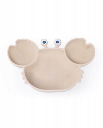 GiliGums TALERZ TRÓJDZIELNY Z PRZYSSAWKĄ KRAB BEŻOWY SILIKON 6M+