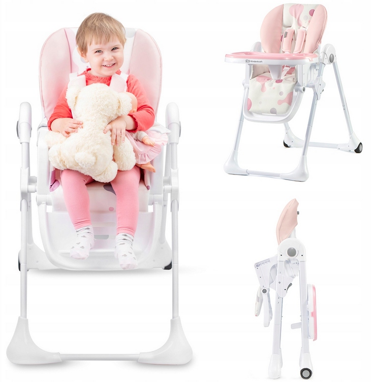 KINDERKRAFT KRZESEŁKO DO KARMIENIA DLA DZIECI YUMMY RÓŻOWE SKŁADANE