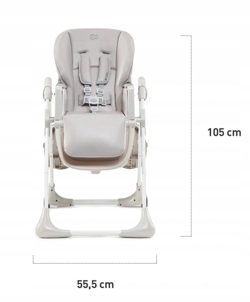 KINDERKRAFT KRZESEŁKO DO KARMIENIA DLA DZIECI YUMMY SZARE SKŁADANE