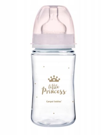 CANPOL Butelka szeroka antyk. 240ml ROYAL różowa