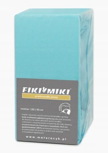 Fiki Miki PRZEŚCIERADŁO BAWEŁNIANE JERSEY 100% BAWEŁNA 120X60 CM MIĘTA