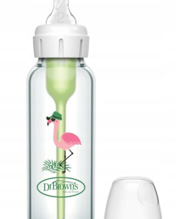 DR BROWN'S BUTELKA SZKLANA 250ML WĄSKA OPTIONS+ DEKOR FLAMING SMOCZEK 3m+
