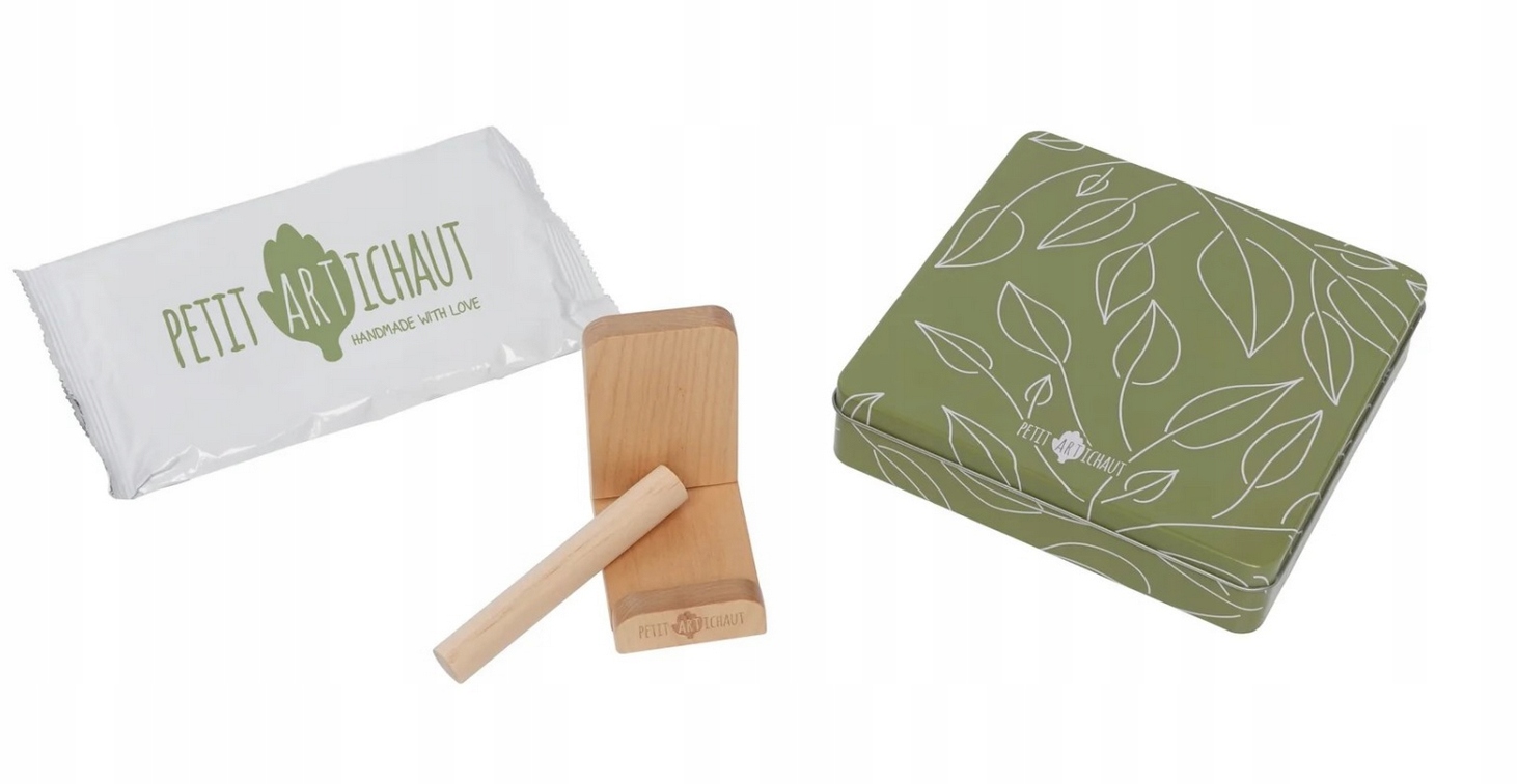 PETIT ARTICHAUT PUDEŁKO KWADRATOWE NA ODCISK RĄCZKI NÓŻKI LIŚCIE