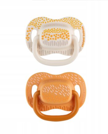 CANPOL SMOCZEK SILIKONOWY SYMETRYCZNY 6-18M MOUNTAINS 2 SZT ŻÓŁTY