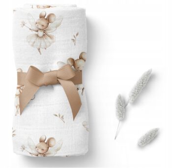 BOCIOLAND PIELUSZKA BAMBUSOWA OTULACZ KOCYK 75x75 MYSZKI