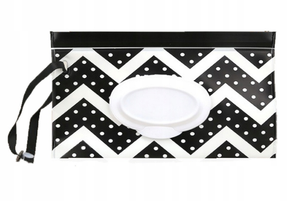 BOCIOLAND ETUI NA CHUSTECZKI NAWILŻANE SZCZELNE ZAMKNIĘCIE CZARNO-BIAŁE